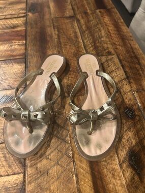 Valentino Garavani Metallic Gold Bow Stud Sandals